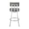 Armen Living Jinab Swivel Bar Stool in Brushed Stainless Steel with Gray Faux Leather 840254335295 - alternate 2